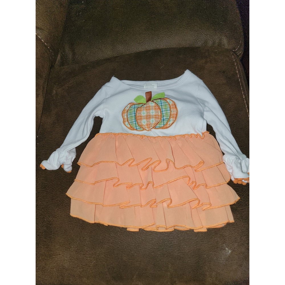 Little wishes boutique fall Halloween pumpkin dress size 6 12 months